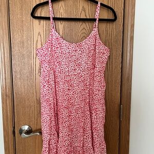 Red Floral Spaghetti Strap Sun Dress